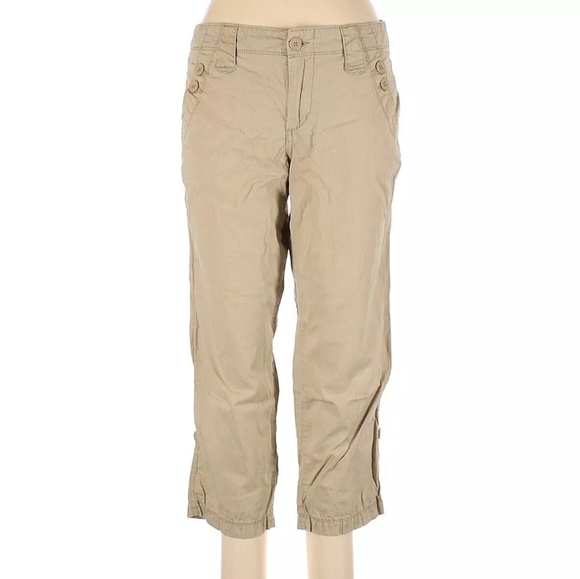 Calvin Klein Jeans Capri Pants Chino Khaki Tan 100% Cotton Womens 6 NWT 32X20" - Picture 1 of 5